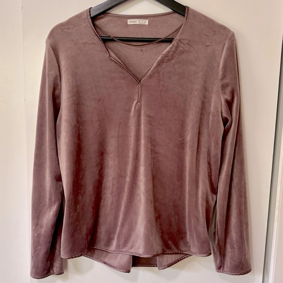 Oysho| Pink Velour Comfy Casual Long Sleeve Pullover Lounge Top Sz S - Picture 2 of 4